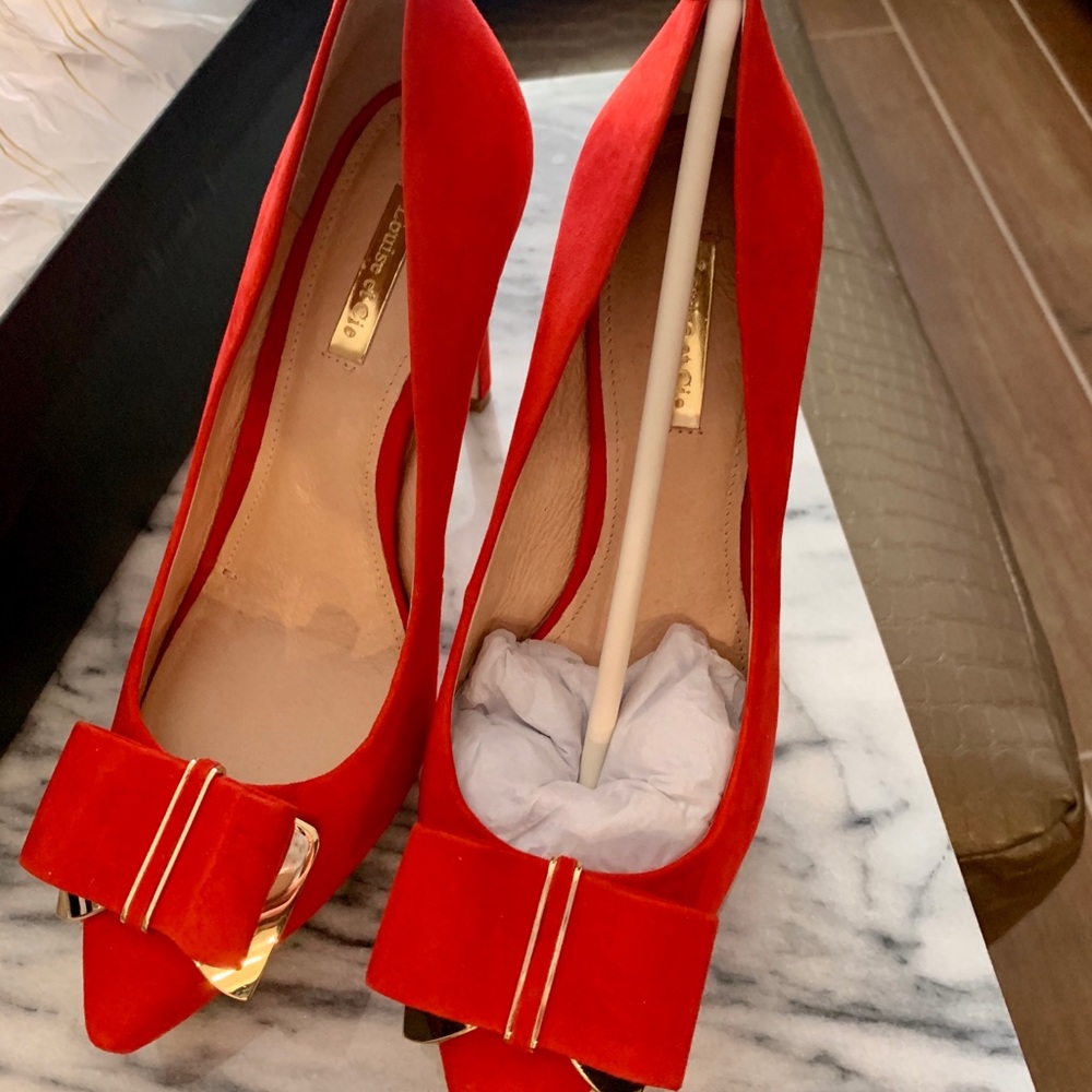 Brand New. Never Worn. Red Suede Pumps.